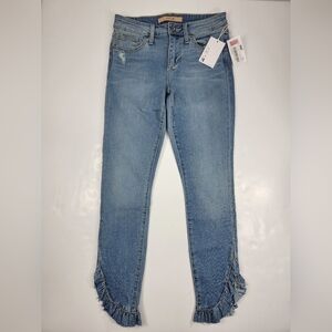 NWT JOE'S Jeans The Icon Skinny Ankle Jeans Women's Size 25 Mid Rise Ruffled Hem